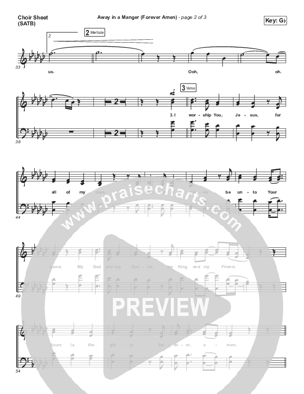 Away In A Manger (Forever Amen) (Acoustic) Choir Sheet (SATB) (Phil Wickham)