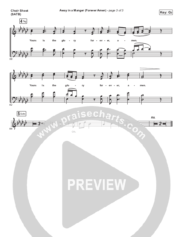 Away In A Manger (Forever Amen) (Acoustic) Choir Sheet (SATB) (Phil Wickham)