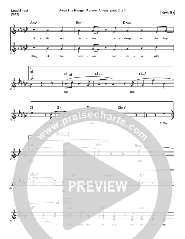 Away In A Manger (Forever Amen) (Acoustic) Lead Sheet (SAT) (Phil Wickham)