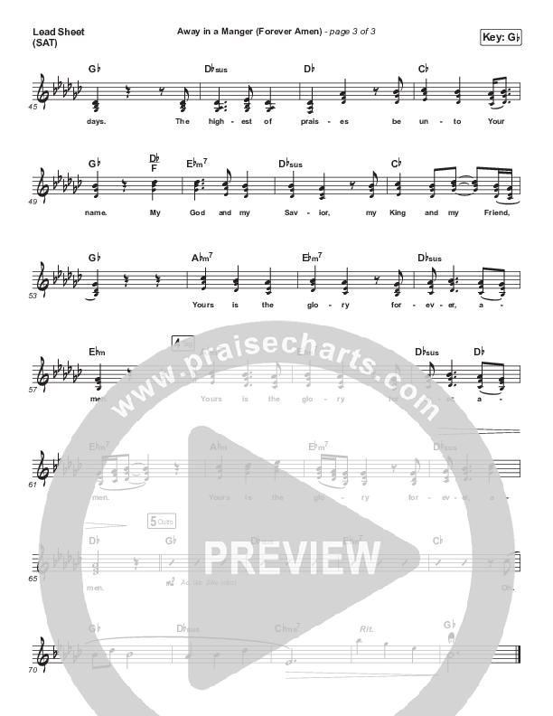 Away In A Manger (Forever Amen) (Acoustic) Lead Sheet (SAT) (Phil Wickham)