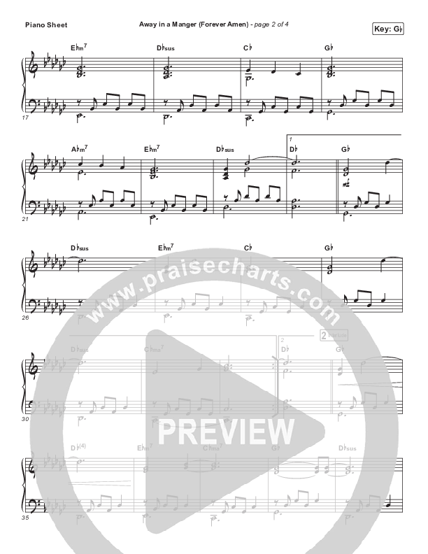 Away In A Manger (Forever Amen) (Acoustic) Piano Sheet (Phil Wickham)