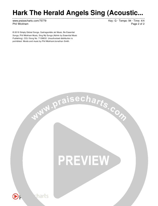 Hark The Herald Angels Sing (Acoustic) Chords & Lyrics (Phil Wickham)