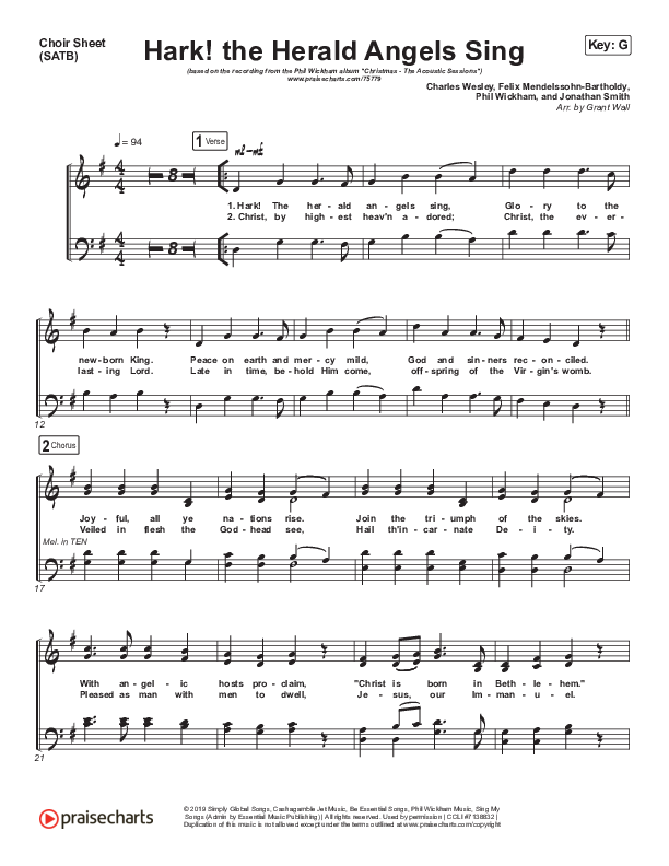 Hark The Herald Angels Sing (Acoustic) Choir Vocals (SATB) (Phil Wickham)