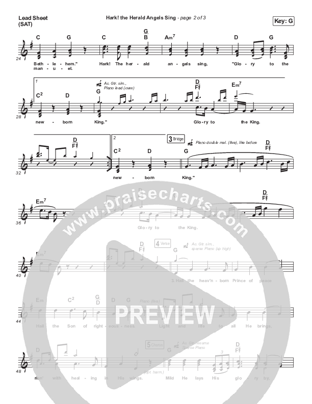 Hark The Herald Angels Sing (Acoustic) Lead Sheet (SAT) (Phil Wickham)