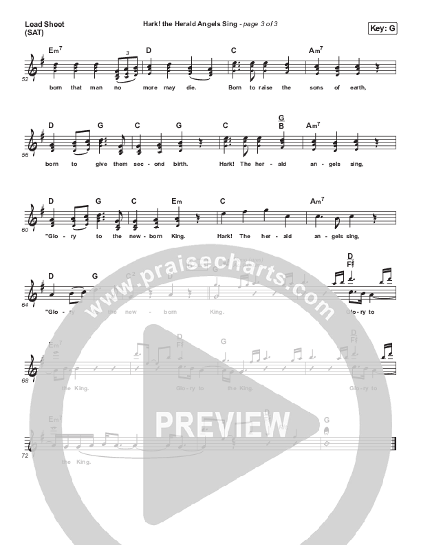 Hark The Herald Angels Sing (Acoustic) Lead Sheet (SAT) (Phil Wickham)