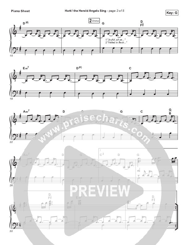 Hark The Herald Angels Sing (Acoustic) Piano Sheet (Phil Wickham)