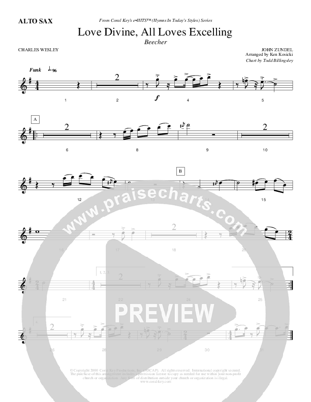 Love Divine All Loves Excelling Alto Sax (Todd Billingsley)