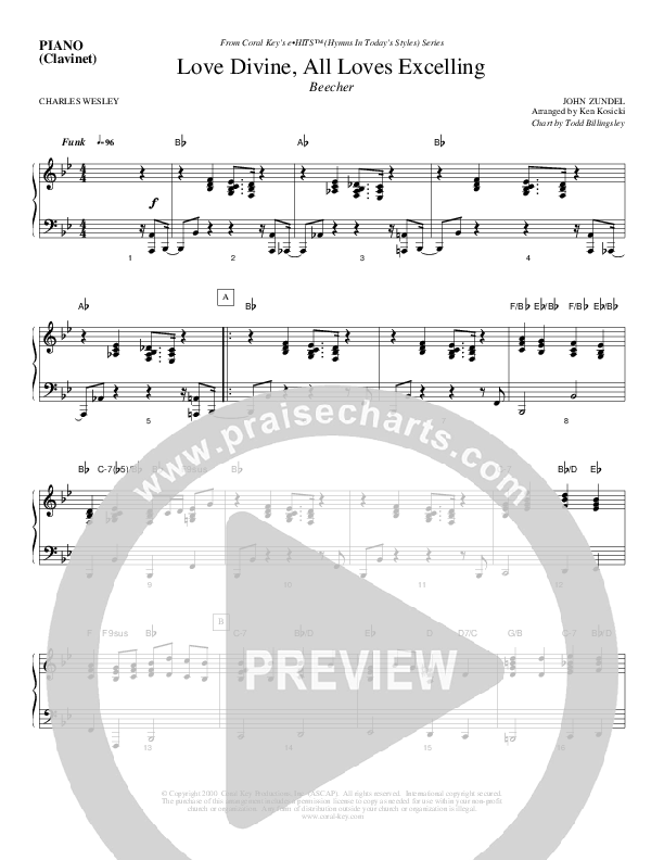 Love Divine All Loves Excelling Piano Sheet (Todd Billingsley)