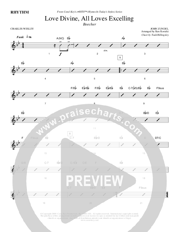 Love Divine All Loves Excelling Rhythm Chart (Todd Billingsley)