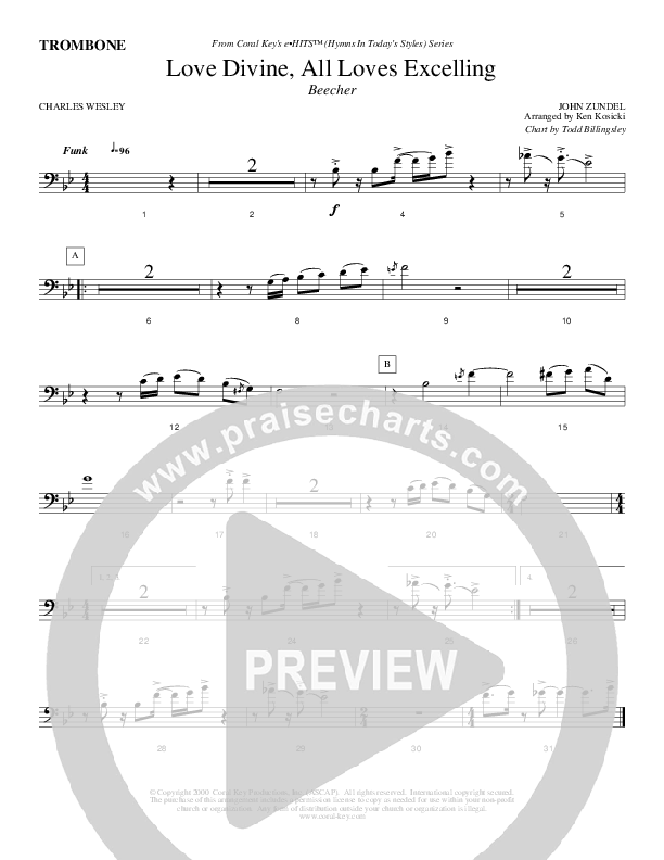 Love Divine All Loves Excelling Trombone (Todd Billingsley)