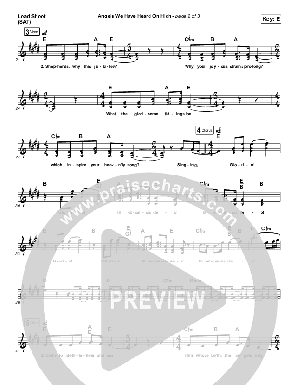 Angels We Have Heard On High (Acoustic) Lead Sheet (SAT) (Phil Wickham)