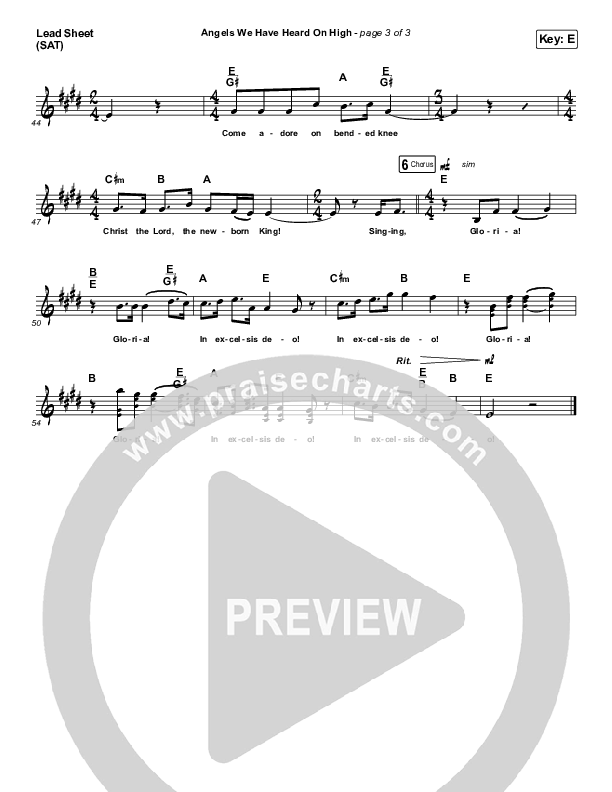 Angels We Have Heard On High (Acoustic) Lead Sheet (SAT) (Phil Wickham)