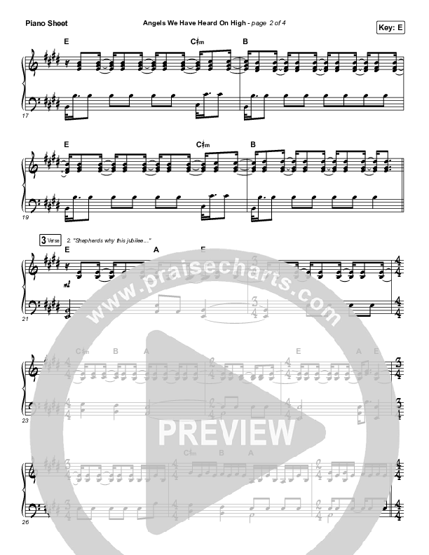 Angels We Have Heard On High (Acoustic) Piano Sheet (Phil Wickham)