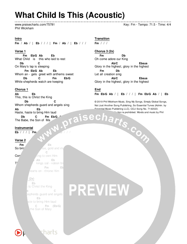 What Child Is This (Acoustic) Chords & Lyrics (Phil Wickham)