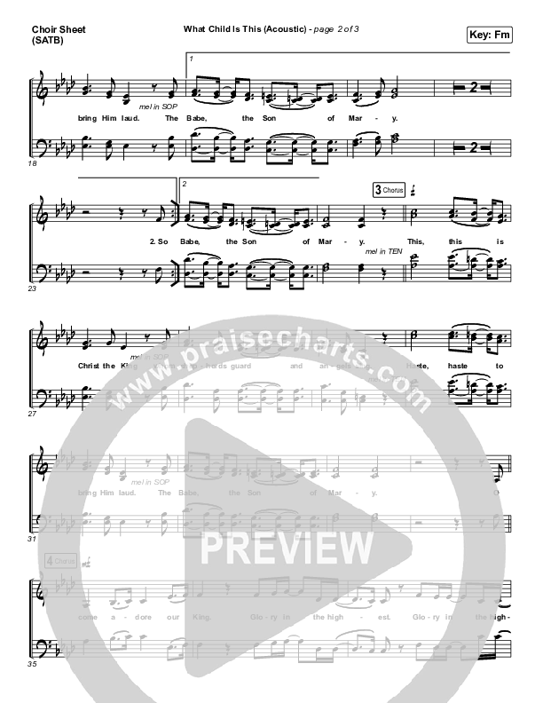 What Child Is This (Acoustic) Choir Sheet (SATB) (Phil Wickham)