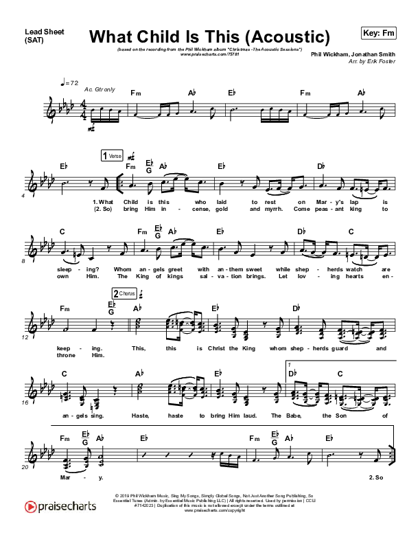 What Child Is This (Acoustic) Lead Sheet (SAT) (Phil Wickham)
