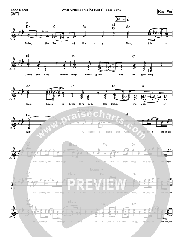 What Child Is This (Acoustic) Lead Sheet (SAT) (Phil Wickham)