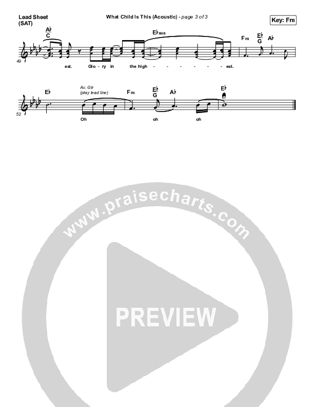 What Child Is This (Acoustic) Lead Sheet (SAT) (Phil Wickham)