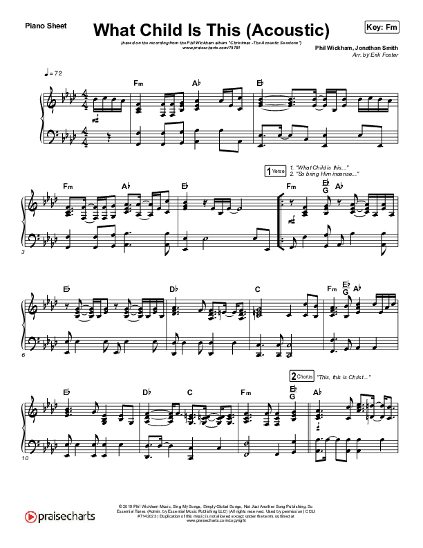 What Child Is This (Acoustic) Piano Sheet (Phil Wickham)