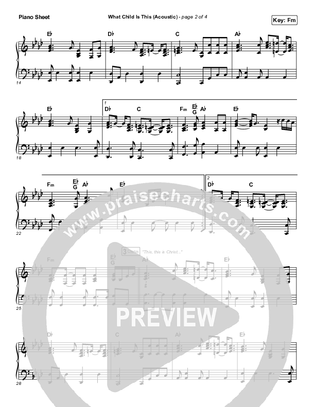 What Child Is This (Acoustic) Piano Sheet (Phil Wickham)