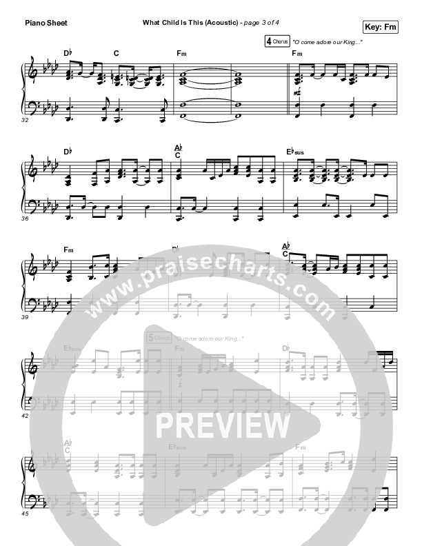 What Child Is This (Acoustic) Piano Sheet (Phil Wickham)