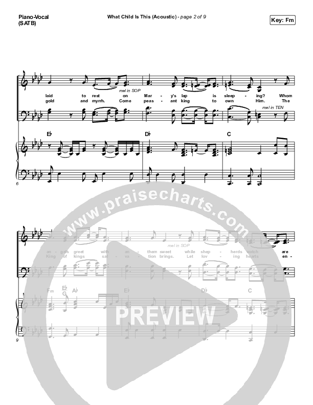 What Child Is This (Acoustic) Piano/Vocal Pack (Phil Wickham)