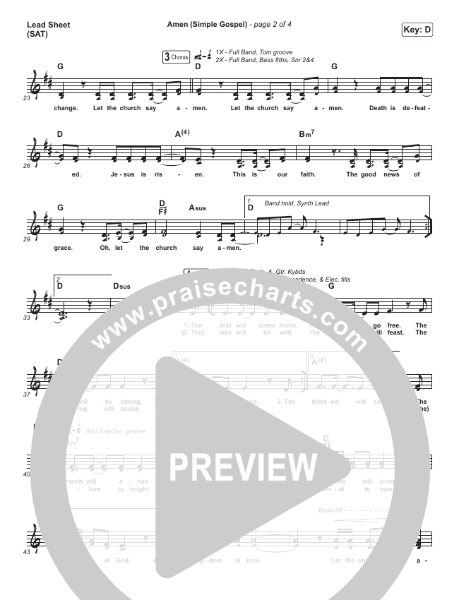 Amen (Simple Gospel) Sheet Music PDF (Kari Jobe) - PraiseCharts