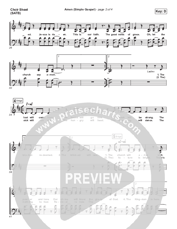 Amen (Simple Gospel) Choir Sheet (SATB) (Kari Jobe)