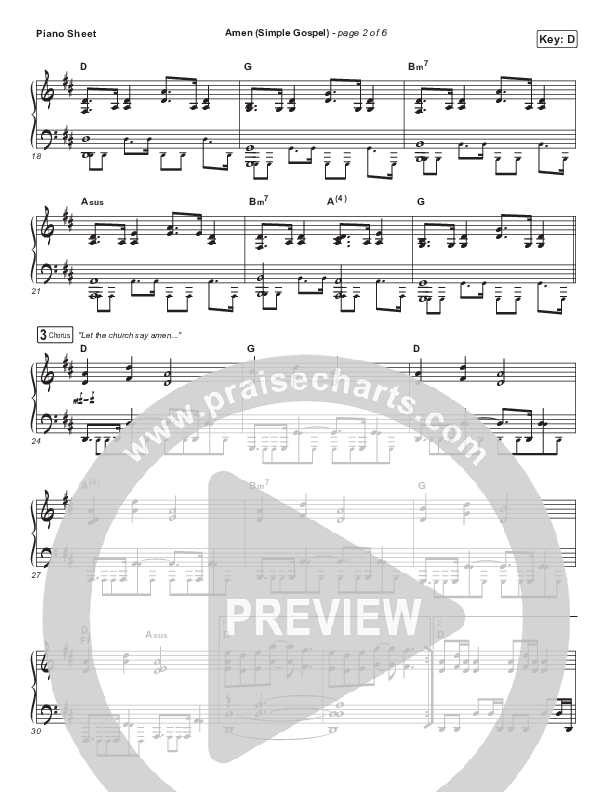 Amen (Simple Gospel) Piano Sheet (Kari Jobe)