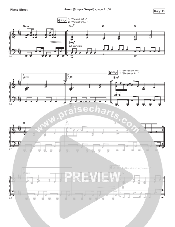 Amen (Simple Gospel) Piano Sheet (Kari Jobe)