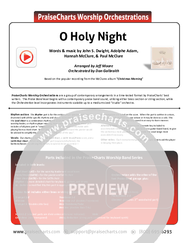O Holy Night (Live) Chords PDF (The McClures / Hannah McClure / Paul  McClure) - PraiseCharts