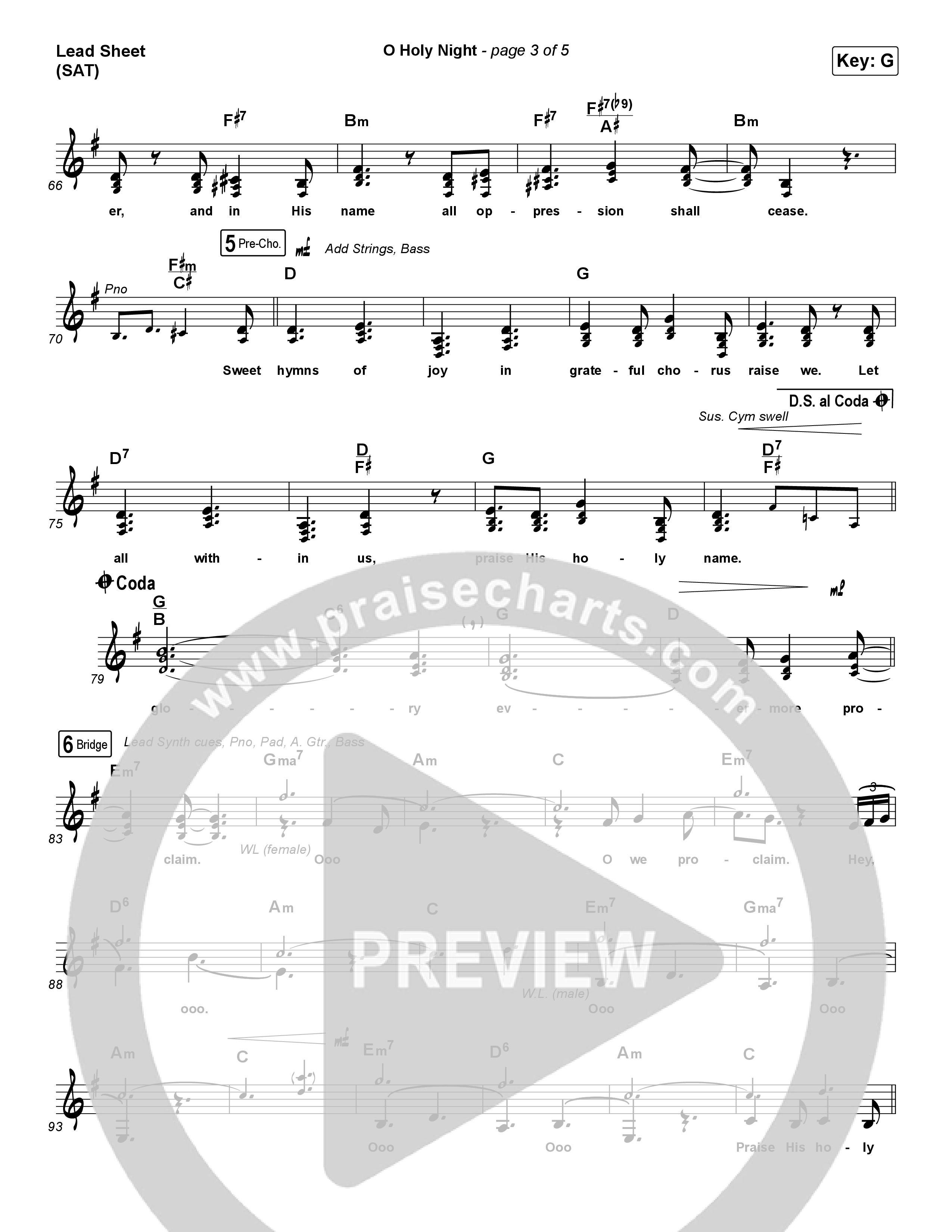 O Holy Night (Live) Lead Sheet (SAT) (The McClures / Hannah McClure / Paul McClure)