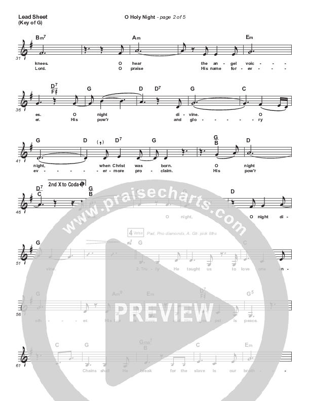 O Holy Night (Live) Lead Sheet (Melody) (The McClures / Hannah McClure / Paul McClure)