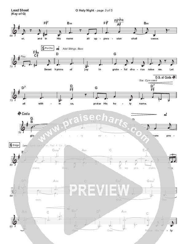 O Holy Night (Live) Lead Sheet (Melody) (The McClures / Hannah McClure / Paul McClure)