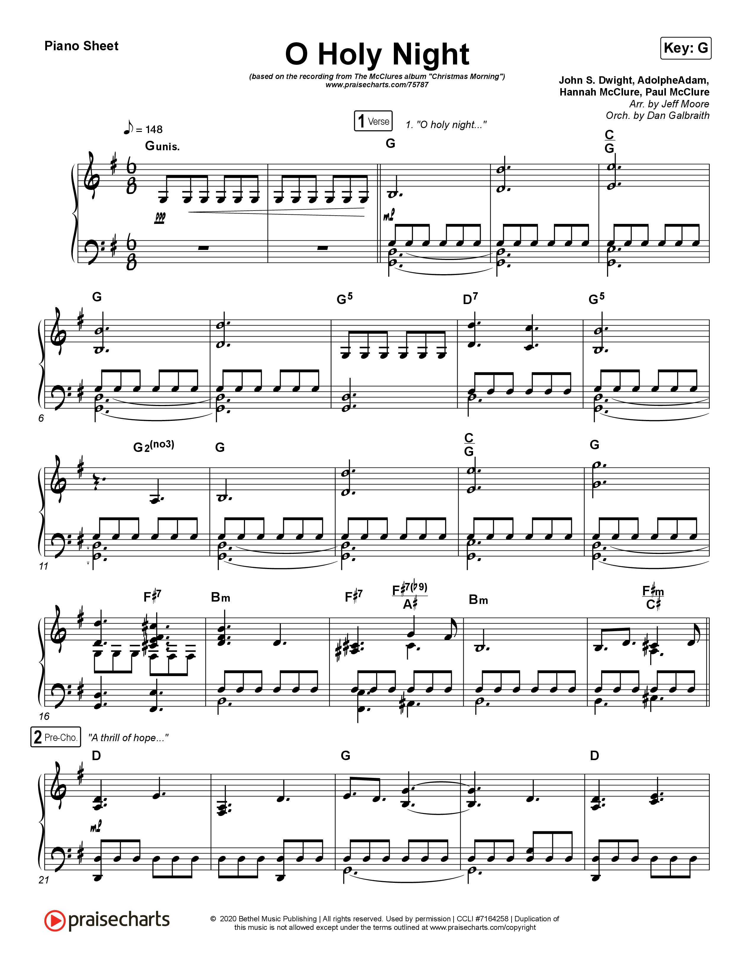 O Holy Night (Live) Piano Sheet (The McClures / Hannah McClure / Paul McClure)