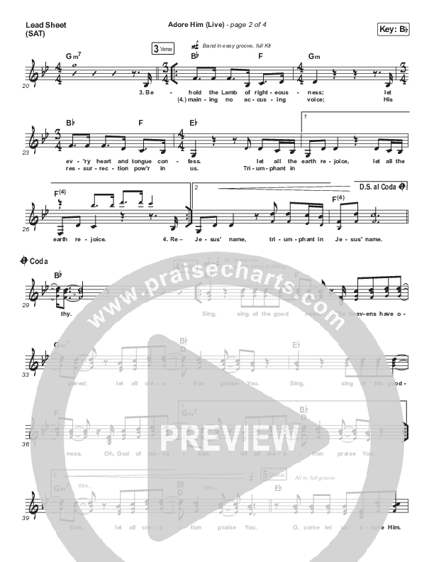 Adore Him (Live) Lead Sheet (SAT) (The McClures / Hannah McClure / Paul McClure)
