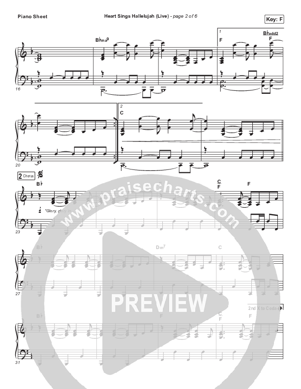 Heart Sings Hallelujah (Live) Piano Sheet (The McClures / Hannah McClure / Paul McClure)