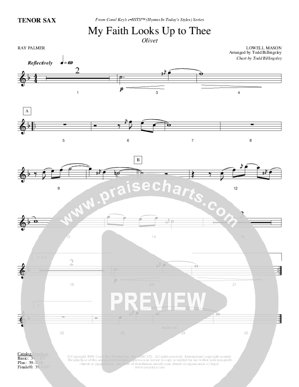 My Faith Looks Up To Thee Tenor Sax 2 (Todd Billingsley)