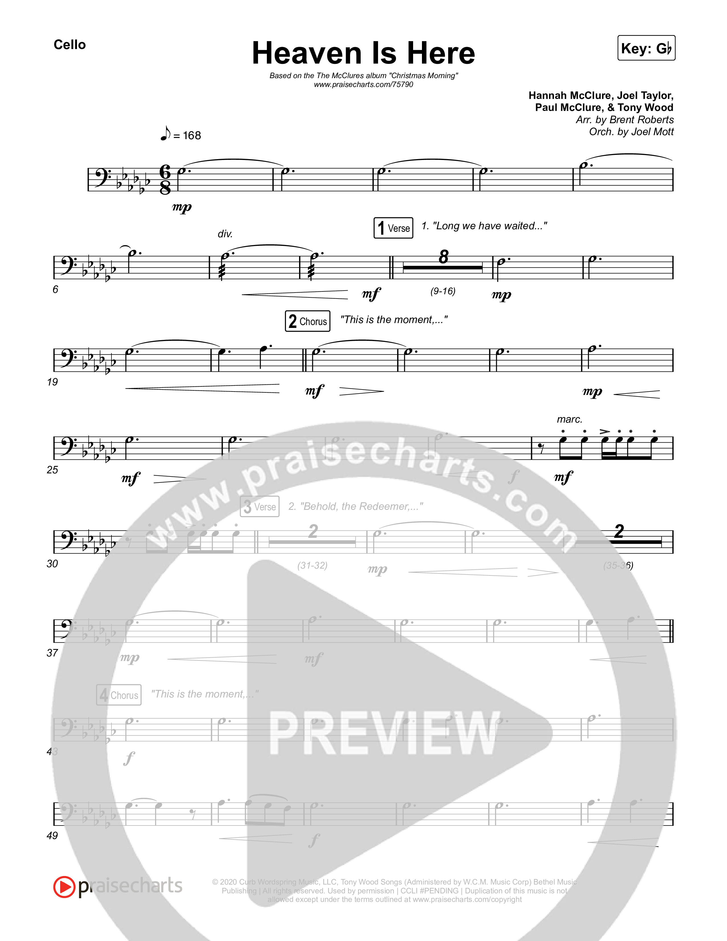 Heaven Is Here (Live) Cello (The McClures / Hannah McClure / Paul McClure)