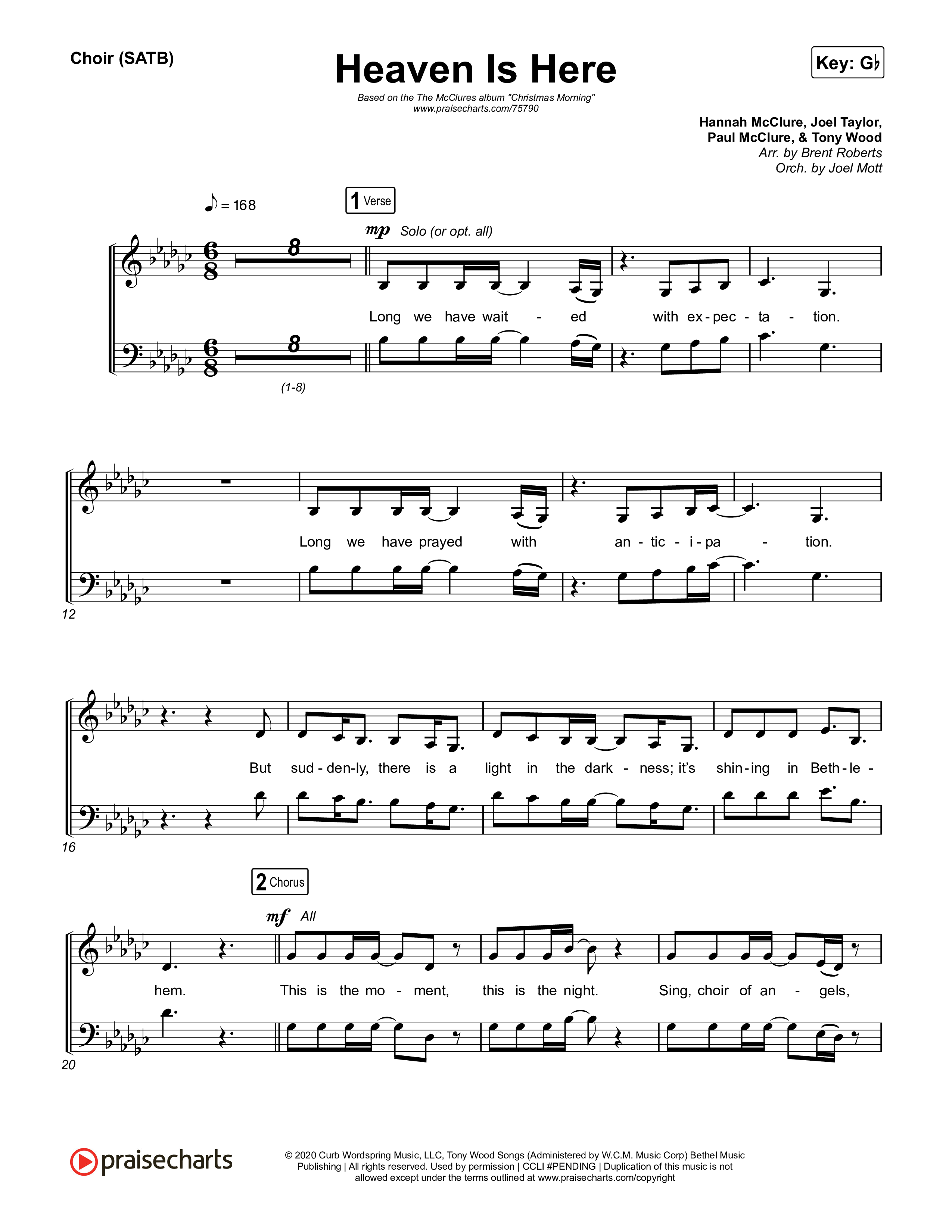 Heaven Is Here (Live) Vocal Sheet (SATB) (The McClures / Hannah McClure / Paul McClure)