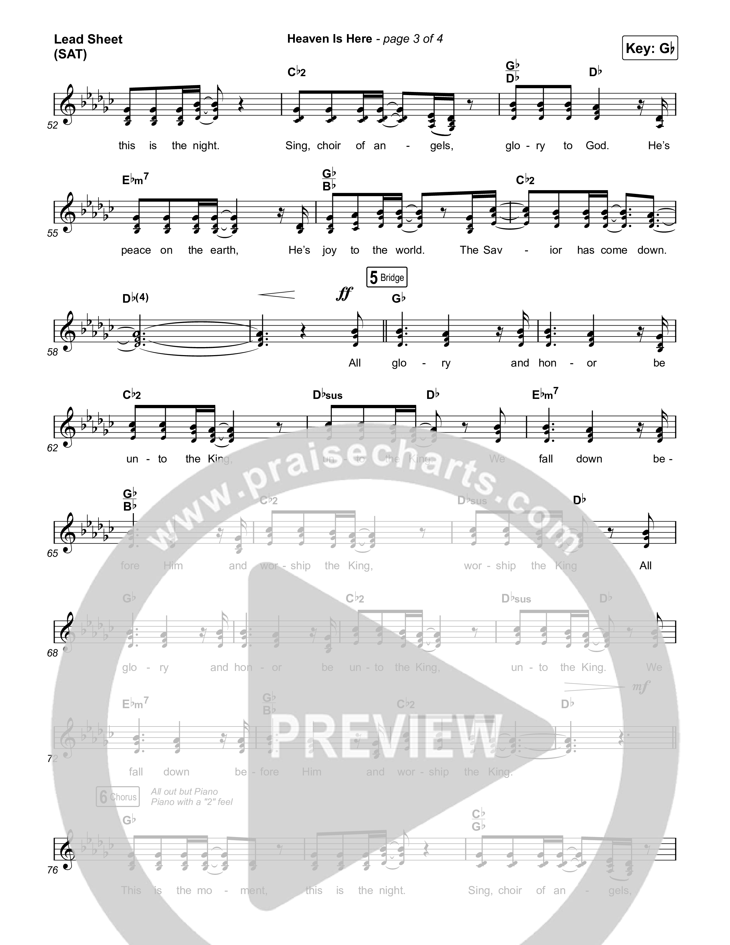 Heaven Is Here (Live) Lead Sheet (SAT) (The McClures / Hannah McClure / Paul McClure)