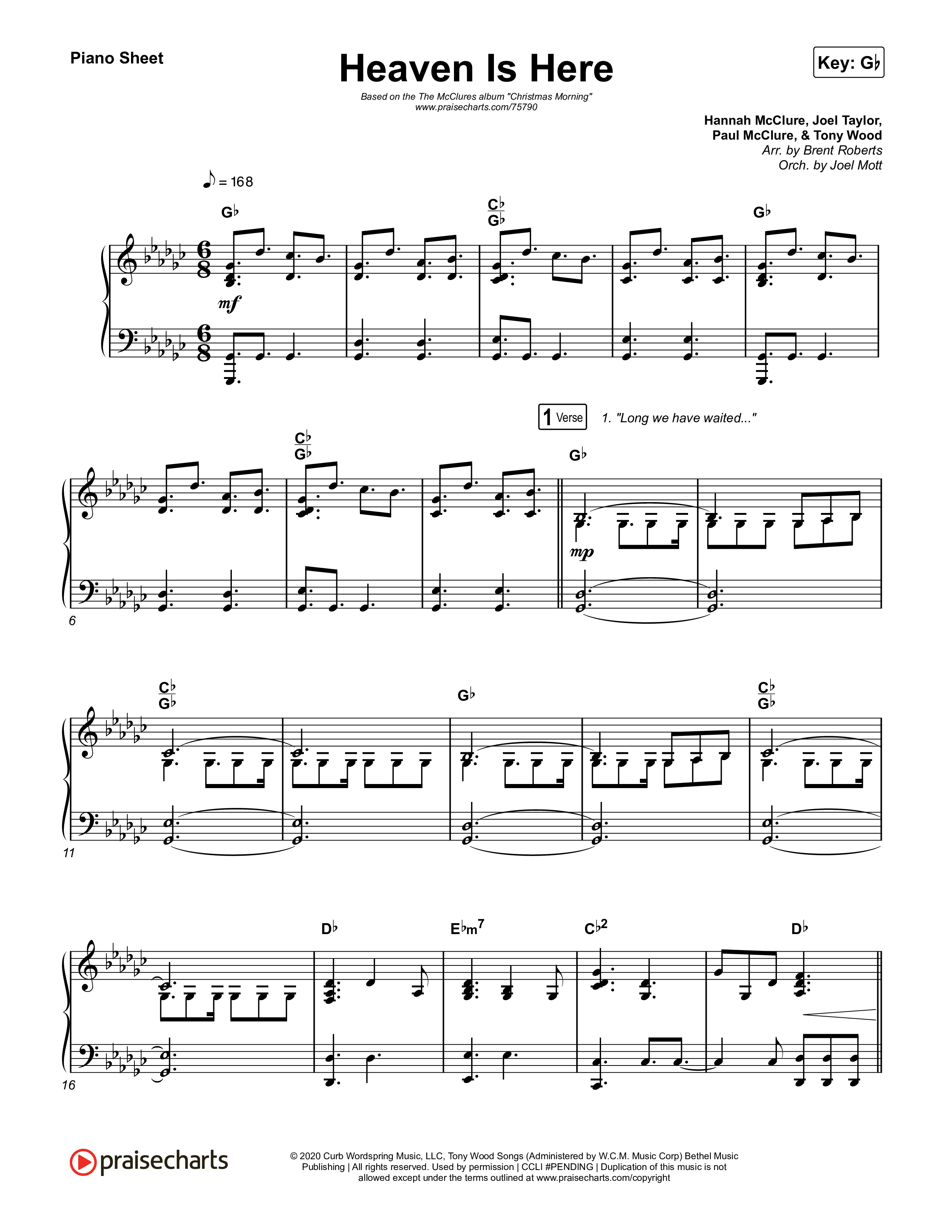 Heaven Is Here (Live) Piano Sheet (The McClures / Hannah McClure / Paul McClure)