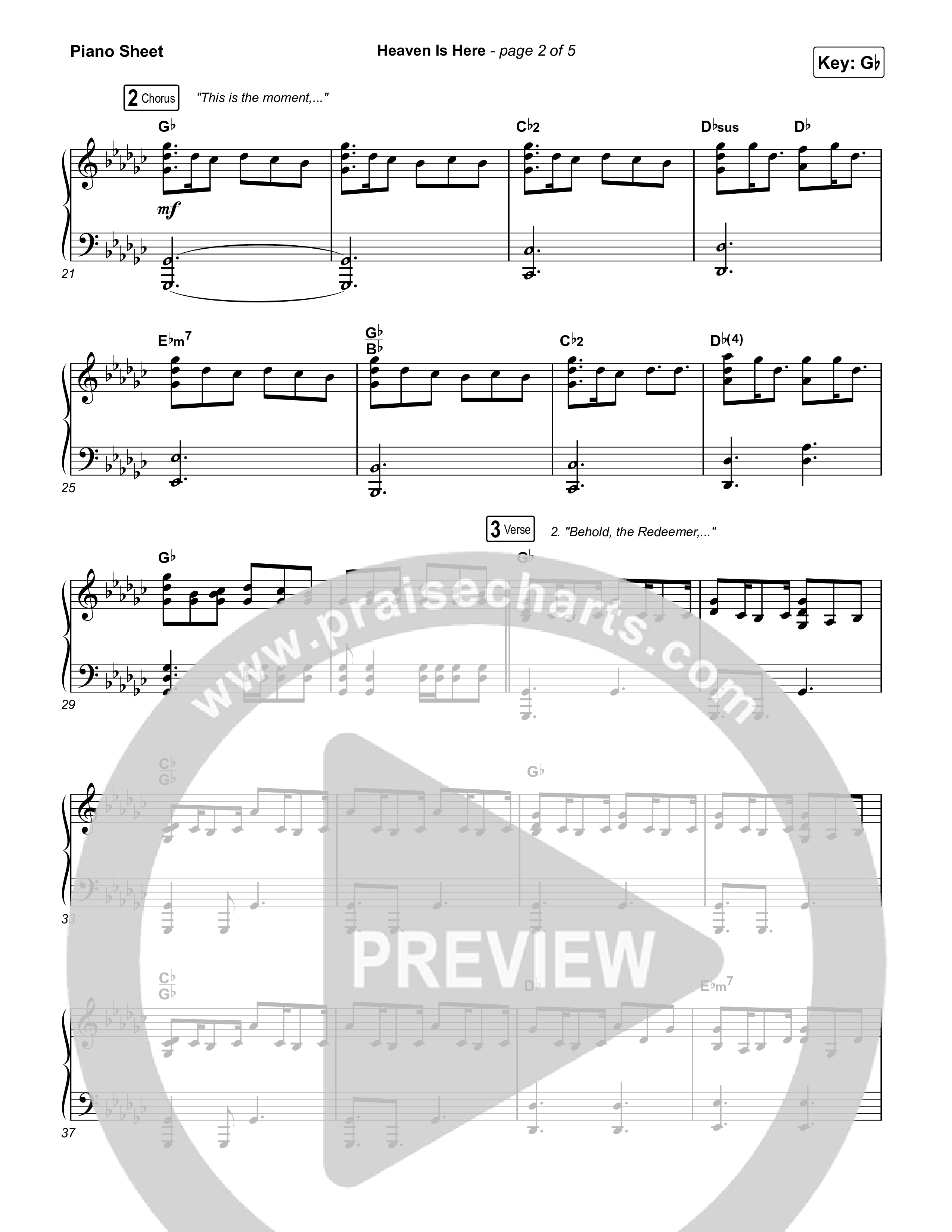 Heaven Is Here (Live) Piano Sheet (The McClures / Hannah McClure / Paul McClure)