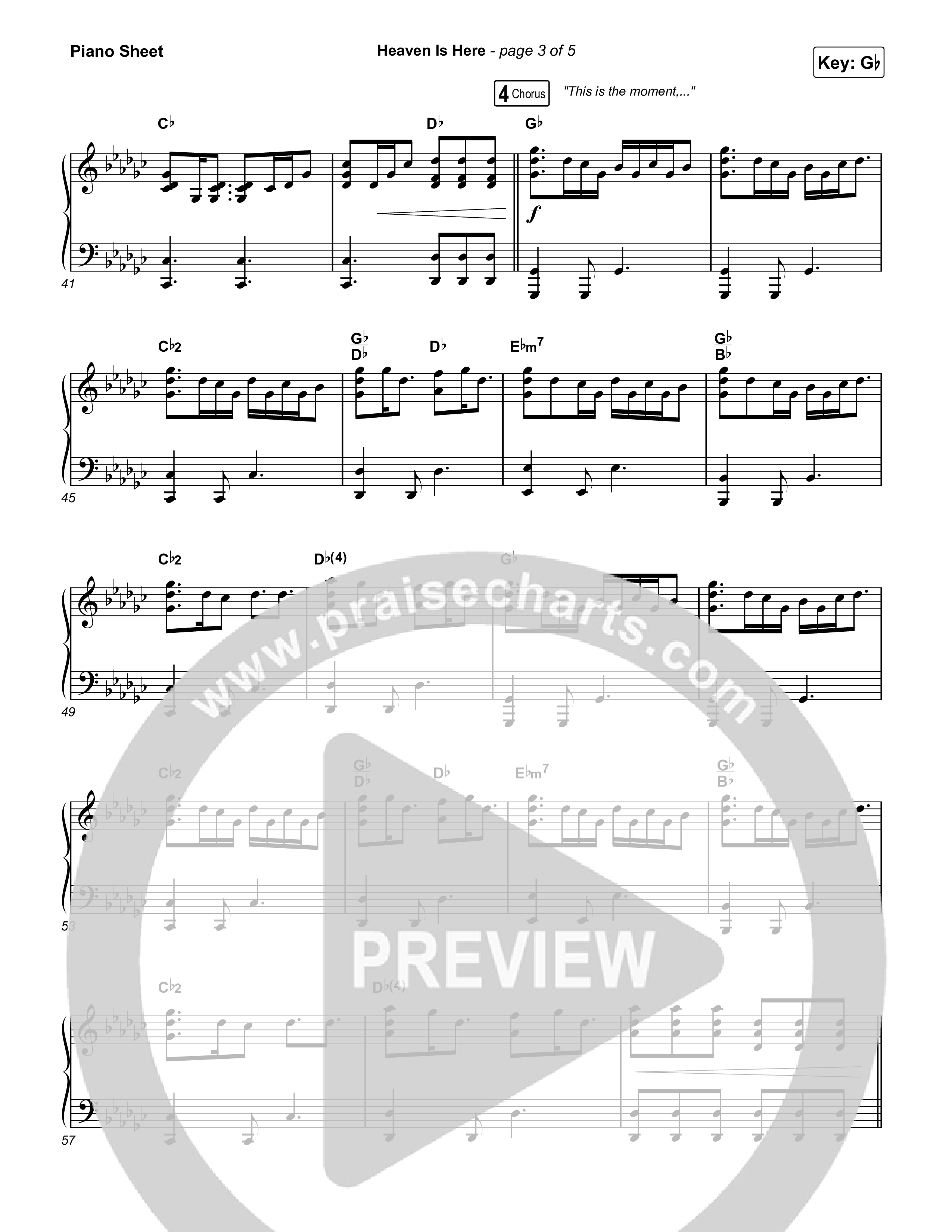 Heaven Is Here (Live) Piano Sheet (The McClures / Hannah McClure / Paul McClure)