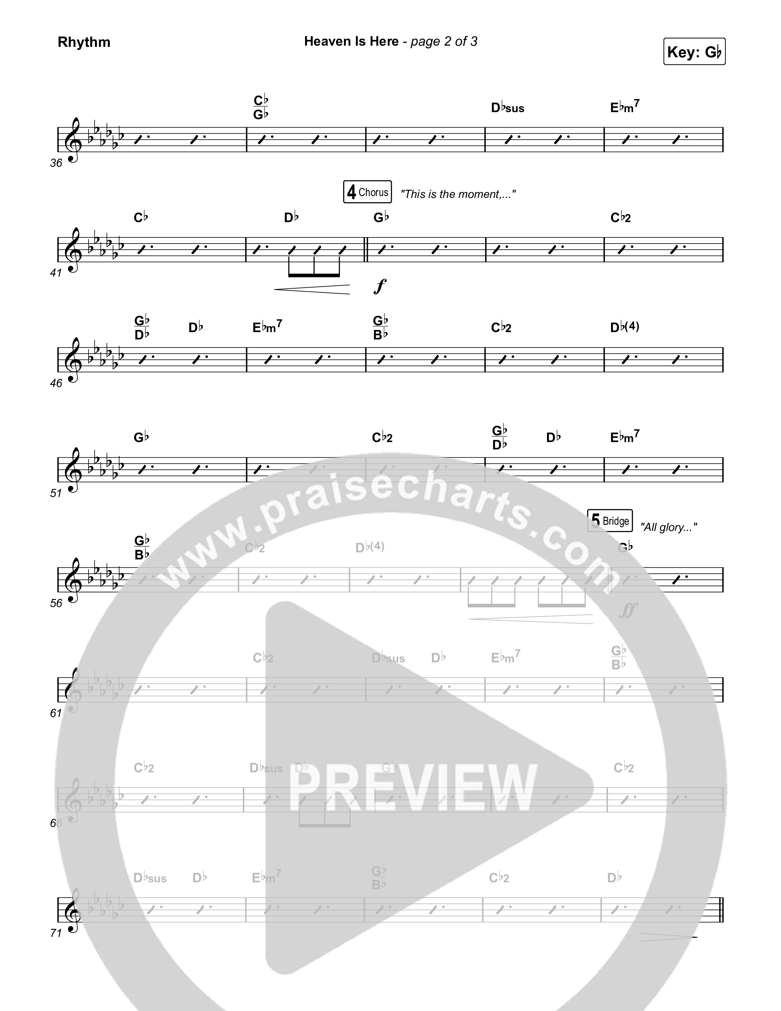 Heaven Is Here (Live) Rhythm Chart (The McClures / Hannah McClure / Paul McClure)