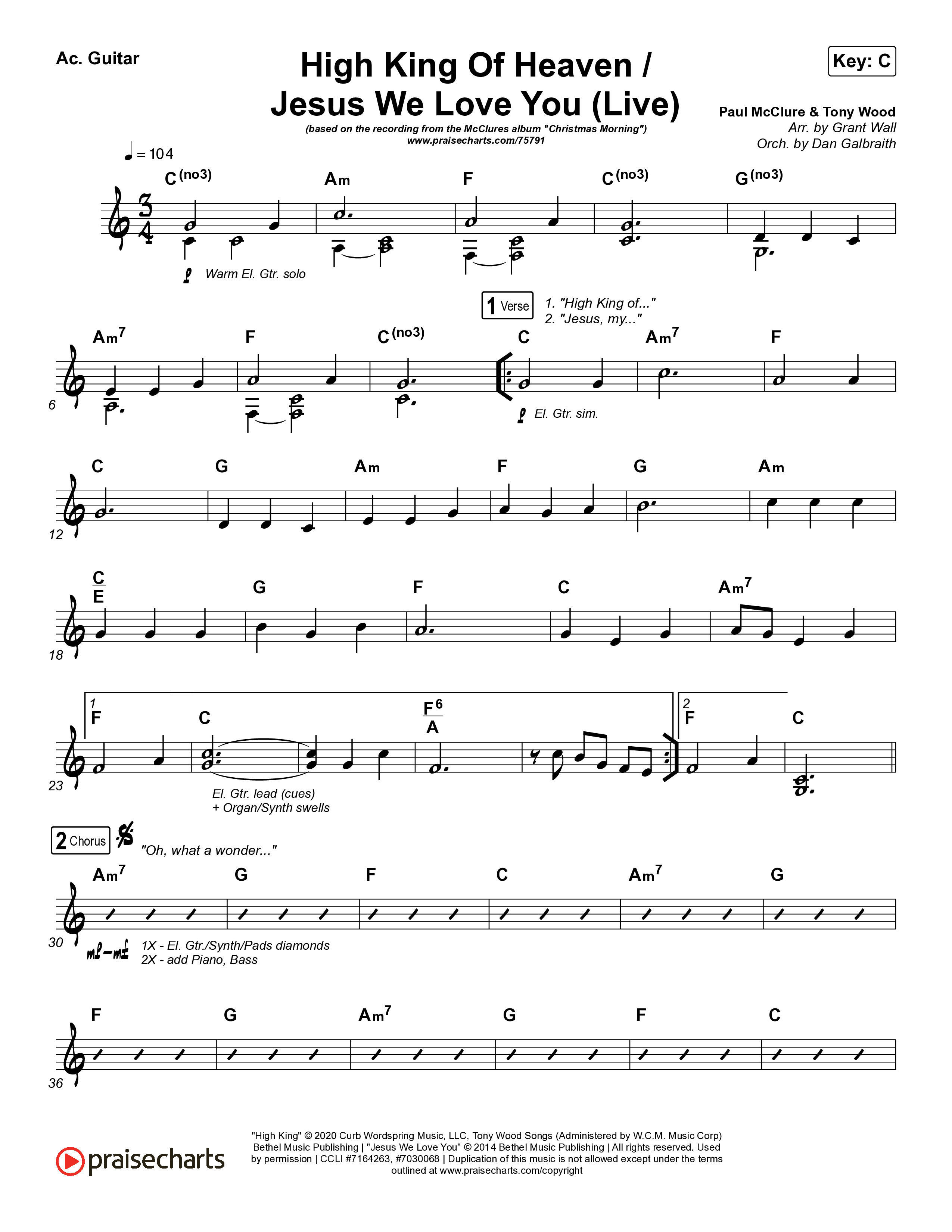 High King Of Heaven / Jesus We Love You (Live) Acoustic Guitar (The McClures / Hannah McClure / Paul McClure)