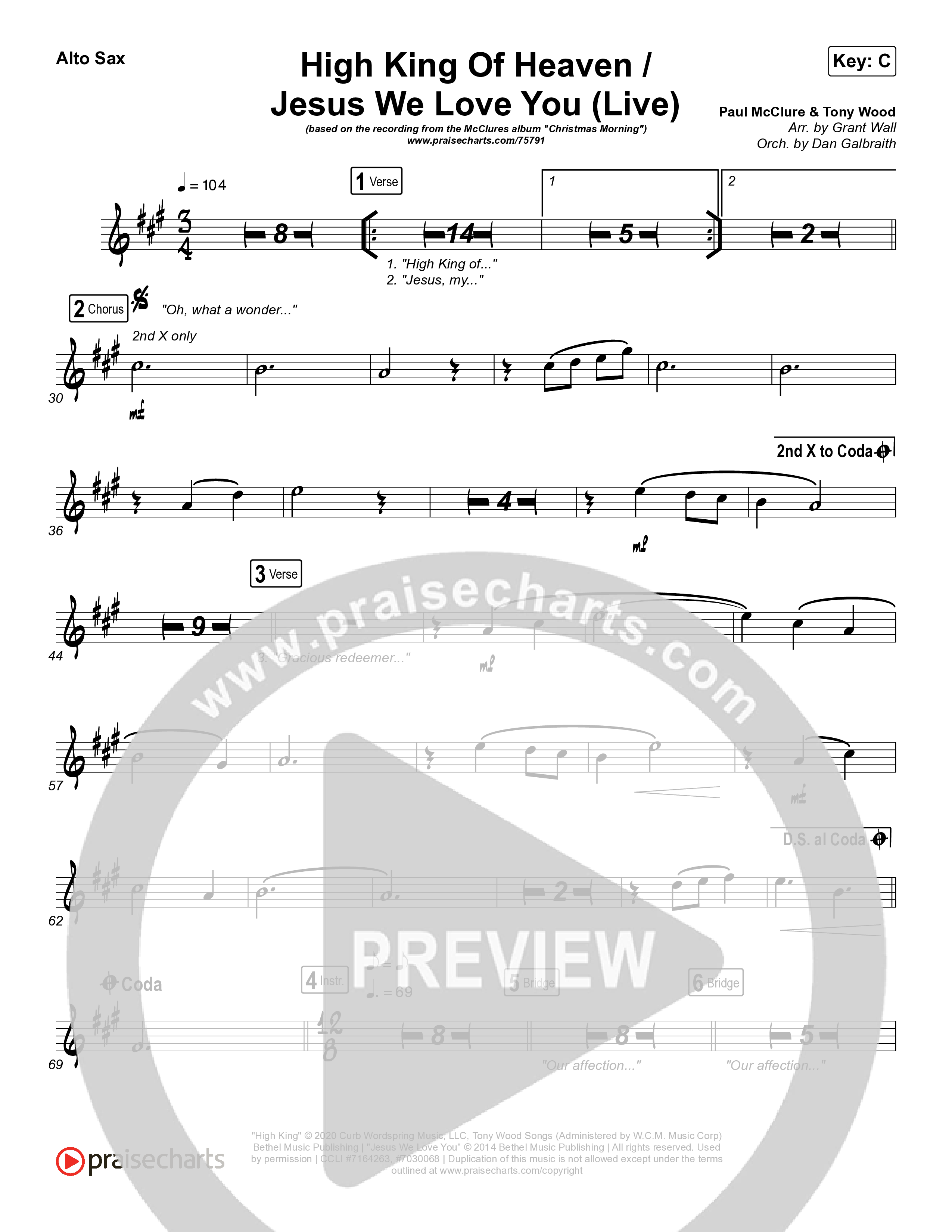 High King Of Heaven / Jesus We Love You (Live) Alto Sax (The McClures / Hannah McClure / Paul McClure)