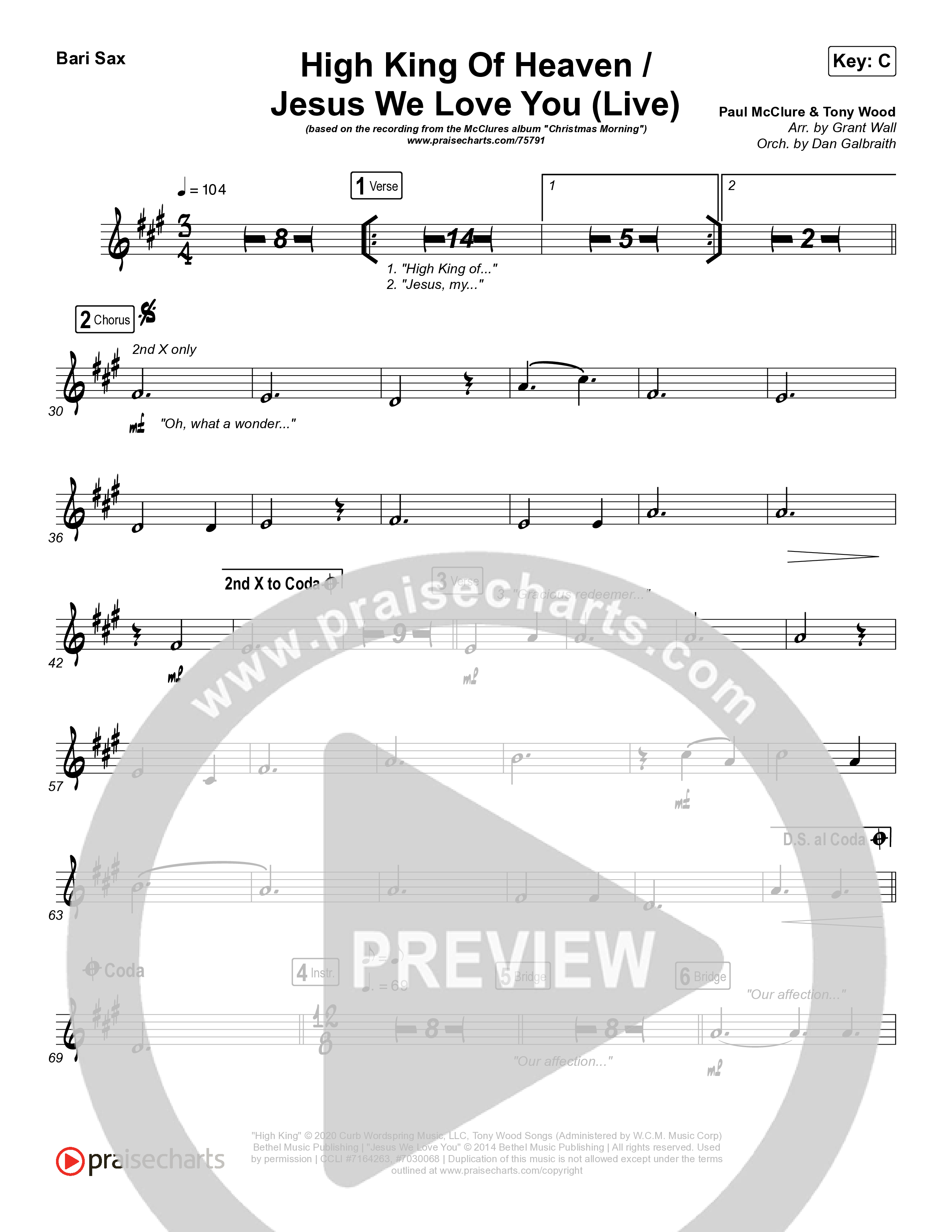 High King Of Heaven / Jesus We Love You (Live) Bari Sax (The McClures / Hannah McClure / Paul McClure)