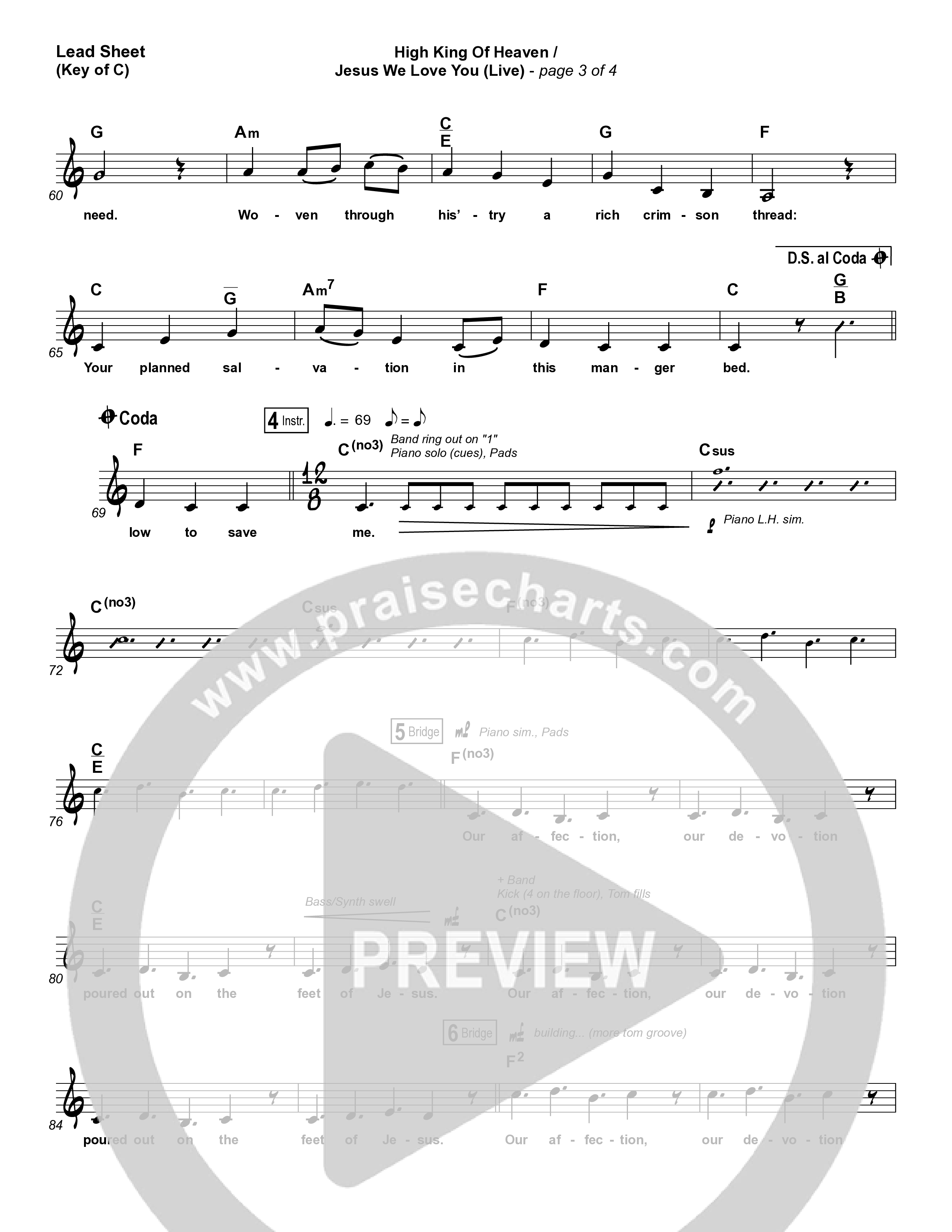 High King Of Heaven / Jesus We Love You (Live) Lead Sheet (Melody) (The McClures / Hannah McClure / Paul McClure)