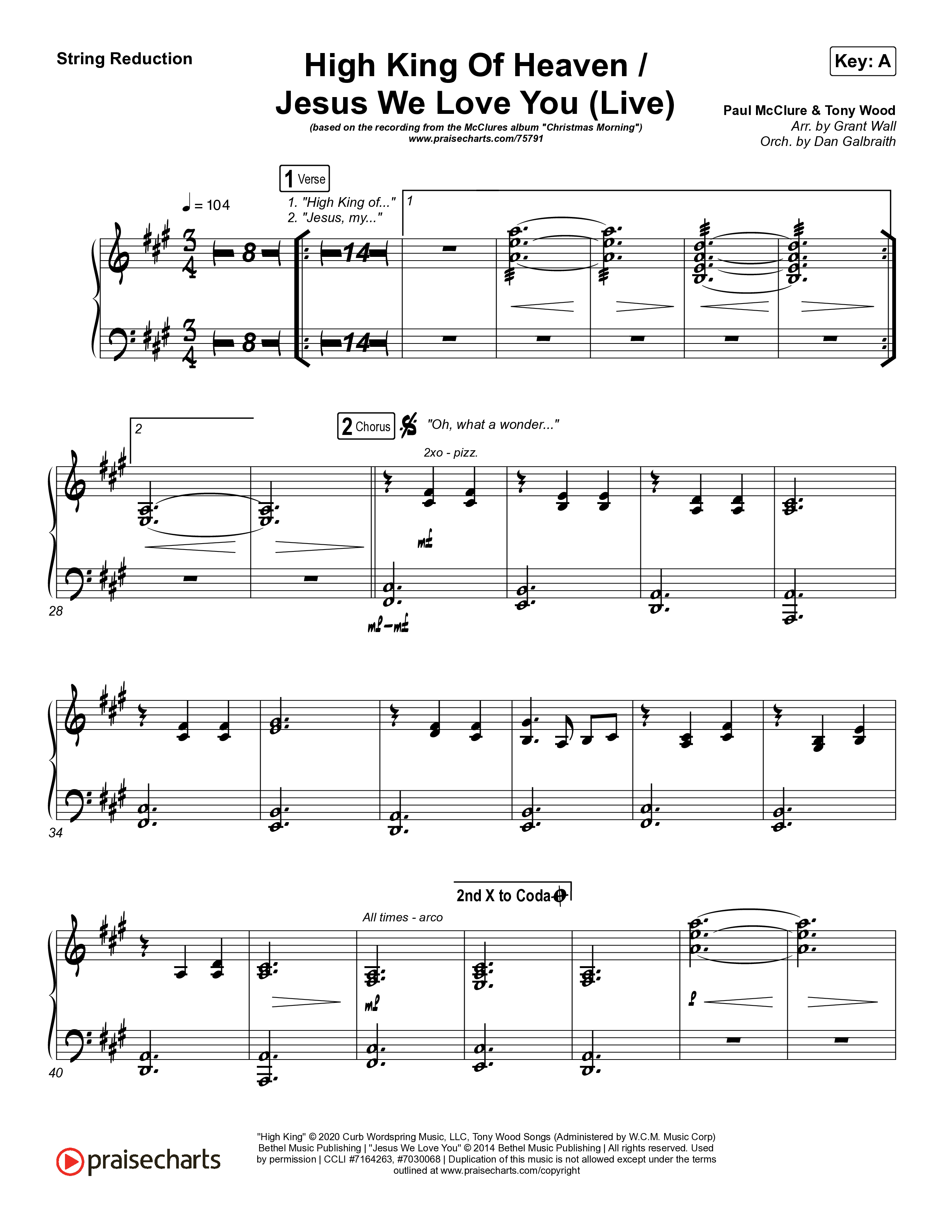 High King Of Heaven / Jesus We Love You (Live) String Reduction (The McClures / Hannah McClure / Paul McClure)